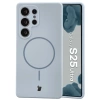 Silikonowe etui z pierścieniem magnetycznym Bizon Soft Case Magnetic do Galaxy S25 Ultra, błękitne