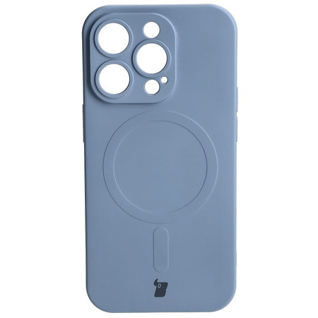 Etui silikonowe z pierścieniem magnetycznym Bizon Case Silicone Magnetic do iPhone 14 Pro, szare