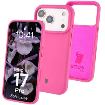 Silikonowe etui Bizon Soft Case do iPhone 17 Pro, fuksja