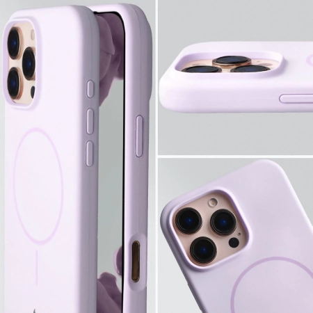 Silikonowe etui z pierścieniem magnetycznym Bizon Soft Case Magnetic do iPhone 16 Pro Max, jasnofioletowe