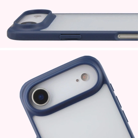 Etui Bizon Case Angelo do iPhone Air, półprzezroczyste z granatową ramką