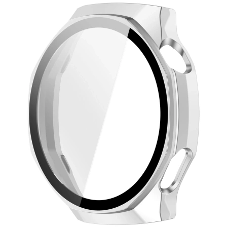 Etui ze szkłem do zegarka Bizon Case+Glass Watch do Huawei Watch GT6 Pro 46 mm, matowe srebrne