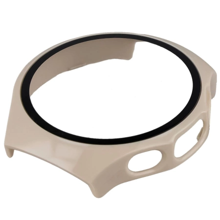 Etui ze szkłem do zegarka Bizon Case Watch Adamo do Huawei Watch 5 46 mm, beżowe