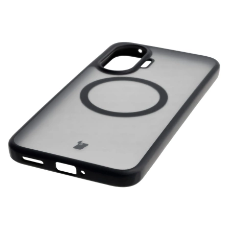 Etui z pierścieniem magnetycznym Bizon Case MatteO do Xiaomi POCO F7, przydymione-czarne