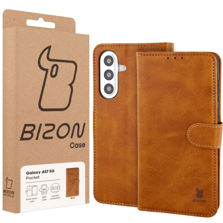 Etui z klapką Bizon Case Pocket do Galaxy A57 5G, brązowe