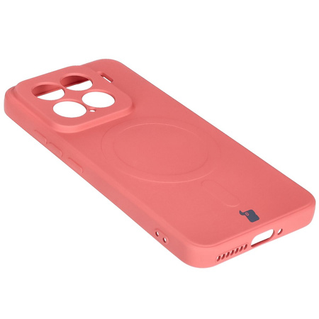 Silikonowe etui z pierścieniem magnetycznym Bizon Case Silicone Magnetic Sq do Xiaomi 15, brudnoróżowe