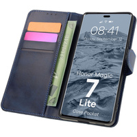 Etui z klapką Bizon Case Pocket do Honor Magic7 Lite, granatowe