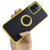 Etui z uchwytem na palec Bizon Case Hybrid Ring do Motorola Moto G13 / G23 / G53 5G, przydymione z żółtą ramką