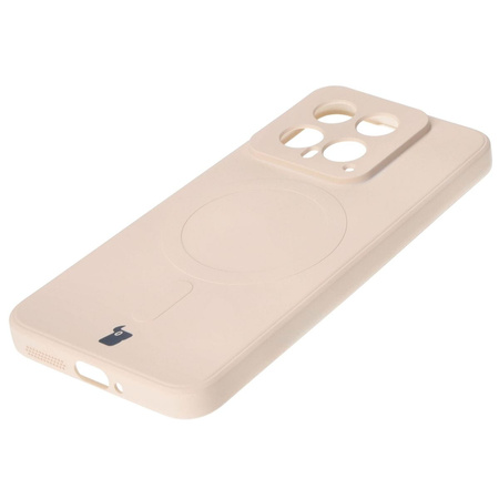 Etui Bizon Case Silicone Magnetic Sq do Xiaomi 14, beżowe