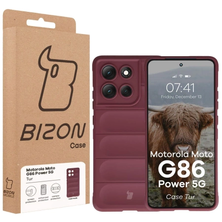 Pancerne etui Bizon Case Tur do Motorola Moto G86 Power 5G, burgundowe