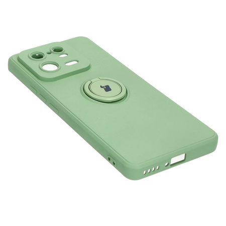 Etui Bizon Case Silicone Ring Sq do Xiaomi 13 Pro, jasnozielone