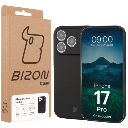 Etui Bizon Case Łupka do iPhone 17 Pro, czarne