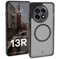 Etui z pierścieniem magnetycznym Bizon Case MatteO do OnePlus 13R, półprzezroczyste z czarną ramką