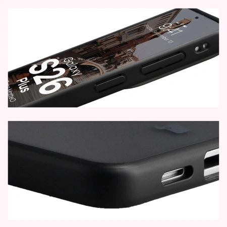 Etui z pierścieniem magnetycznym Bizon Case MatteO do Galaxy S26 Plus, przydymione-czarne