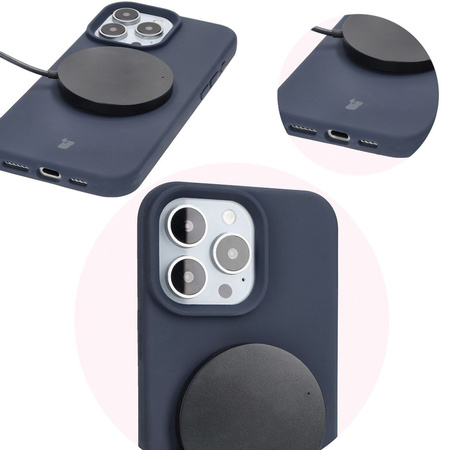 Silikonowe etui Bizon Soft Case do iPhone 16 Pro, ciemnoniebieskie