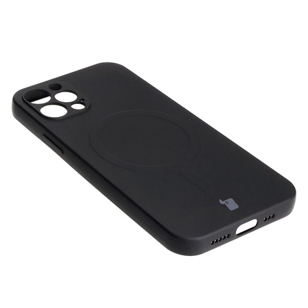 Etui silikonowe z pierścieniem magnetycznym Bizon Case Silicone Magnetic do iPhone 12 Pro, czarne