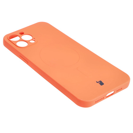 Etui silikonowe z pierścieniem magnetycznym Bizon Case Silicone Magnetic do iPhone 12 Pro Max, marchewkowe