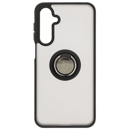 Etui z uchwytem na palec Bizon Case Hybrid Ring do Galaxy A16 4G/5G, przydymione z czarną ramką