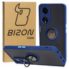 Etui z uchwytem na palec Bizon Case Hybrid Ring do Oppo A98 5G, przydymione z granatową ramką