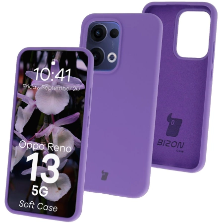 Silikonowe etui Bizon Soft Case do Oppo Reno13, fioletowe