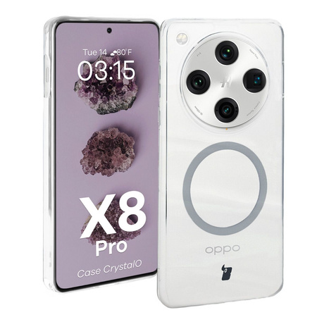 Etui z pierścieniem magnetycznym Bizon Case CrystalO do Oppo Find X8 Pro, przezroczyste