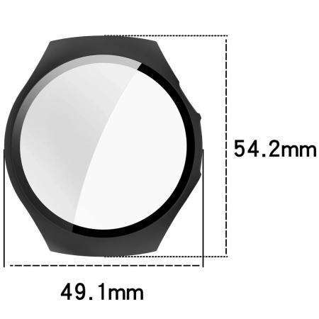 Etui ze szkłem do zegarka Bizon Case Watch Adamo do Huawei Watch 5 46 mm, matowe czarne