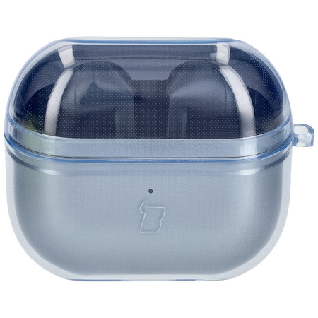 Elastyczne etui z karabińczykiem Bizon Case Headphone Clear do Samsung Galaxy Buds 3/3 Pro przeźroczysto-niebieskie