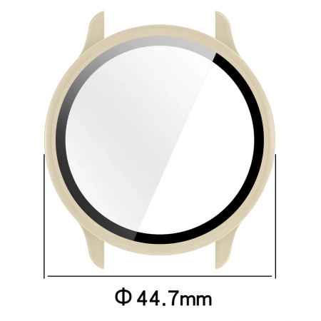 Etui ze szkłem do zegarka Bizon Case Watch Adamo do Garmin Vivoactive 6, beżowe