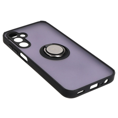 Etui z uchwytem na palec Bizon Case Hybrid Ring do Galaxy A15 5G/4G, przydymione z czarną ramką
