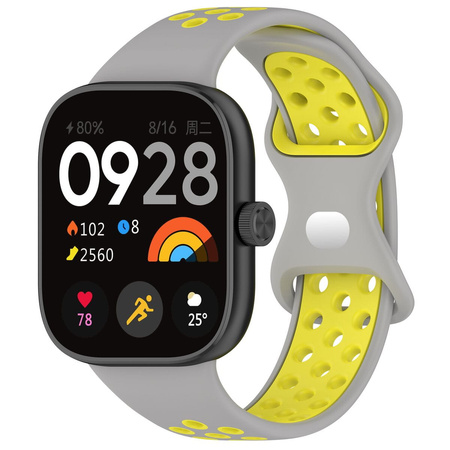 Pasek Bizon Strap Watch Octo do Xiaomi Redmi Watch 5/4 / Smart Band 9/8 Pro, jasnoszaro-żółty