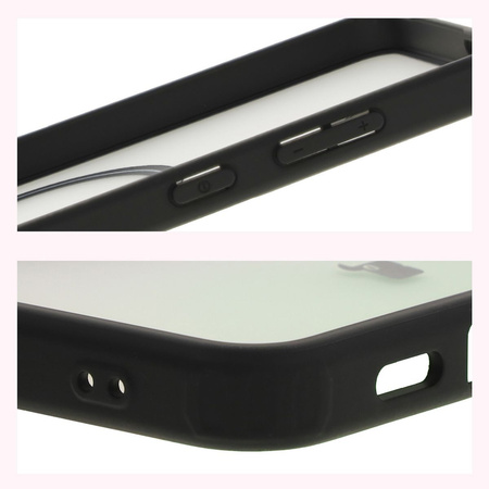 Etui z pierścieniem magnetycznym Bizon Case MatteO do Galaxy S24 Plus, półprzezroczyste z czarną ramką