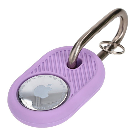 Etui Bizon Case Locator Travel do Apple AirTag, fioletowe