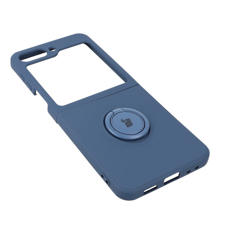 Etui Bizon Case Silicone Ring Sq do Samsung Galaxy Z Flip5, granatowe