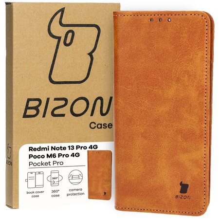 Etui z klapką Bizon Case Pocket Pro do Xiaomi Poco M4 Pro 5G / Xiaomi Redmi Note 11s 5G, brązowe