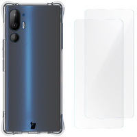 Elastyczne etui + 2x folia na ekran Bizon Case Clear Pack do HTC U24 Pro, przezroczyste
