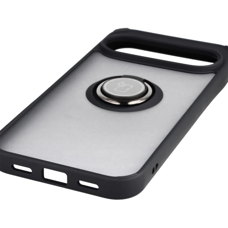 Etui z uchwytem na palec Bizon Case Hybrid Ring do Google Pixel 10 Pro XL, przydymione z czarną ramką