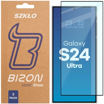 Szkło hartowane Bizon Glass Edge Duo do Galaxy S24 Ultra, czarna ramka, 2 sztuki