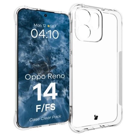 Elastyczne etui + 2x folia na ekran Bizon Case Clear Pack do Oppo Reno 14 F / FS