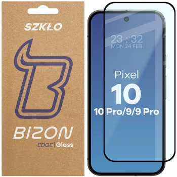 Szkło hartowane Bizon Glass Edge 2 do Google Pixel 9 / 9 Pro , czarna ramka