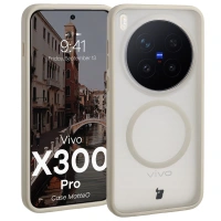 Etui z pierścieniem magnetycznym Bizon Case MatteO do Vivo X300 Pro, przydymione-beżowe