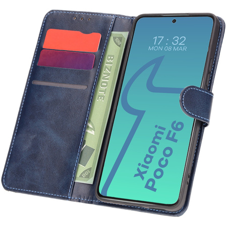 Etui z klapką Bizon Case Pocket do Xiaomi Poco F6, granatowe