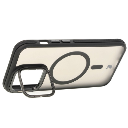 Etui z podstawką i pierścieniem magnetycznym Bizon Case Eclipse do iPhone 13 Pro, przydymione z czarną ramką