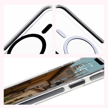 Etui z pierścieniem magnetycznym Bizon Case Marco do iPhone 11, przezroczyste z czarną ramką