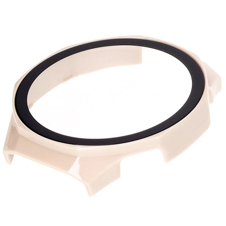 Etui ze szkłem do zegarka Bizon Case Watch Adamo do Huawei Watch GT 5 Pro 46 mm, beżowe