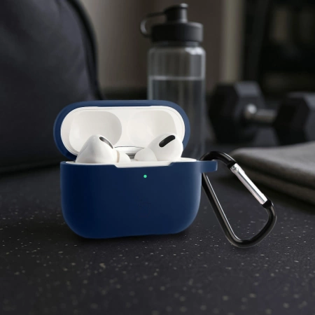 Silikonowe etui z karabińczykiem Bizon Case Headphone Silicone do AirPods Pro 2, granatowe