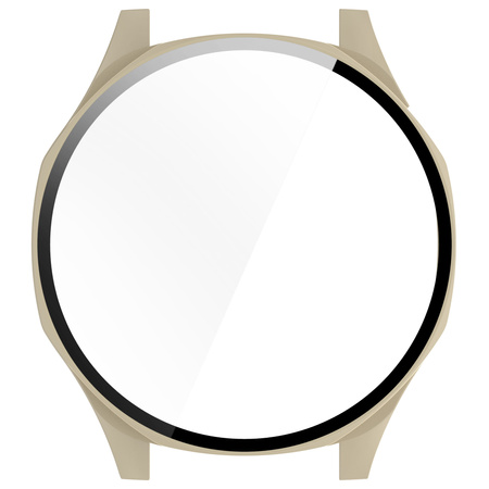 Etui ze szkłem do zegarka Bizon Case+Glass Watch do Huawei Watch GT 5 46 mm, beżowe