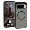Etui z pierścieniem magnetycznym Bizon Case MatteO do Google Pixel 9 Pro XL, półprzezroczyste z czarną ramką