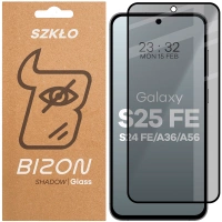 Prywatyzujące szkło hartowane Bizon Glass Edge Shadow do Galaxy S24 FE/S25 FE/A36 5G/A56 5G, przyciemniane z czarną ramką