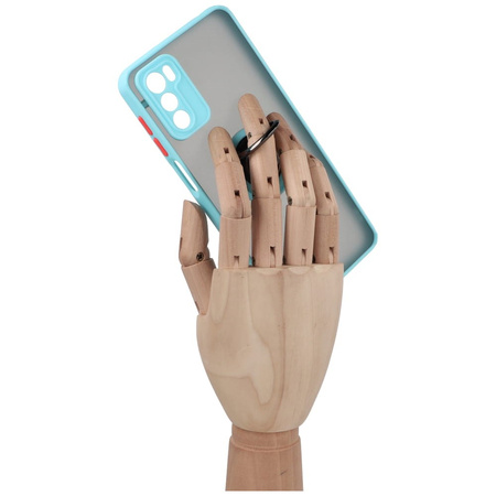 Etui z uchwytem na palec Bizon Case Hybrid Ring do Motorola Moto G42 , przydymione z jasnoniebieską ramką