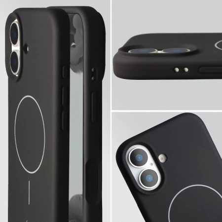 Silikonowe etui z pierścieniem magnetycznym Bizon Soft Case Magnetic do iPhone 17, czarne